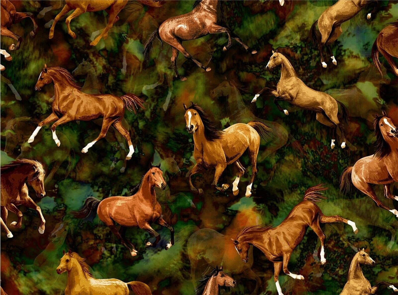 A Picture Of Horses Running In A Field