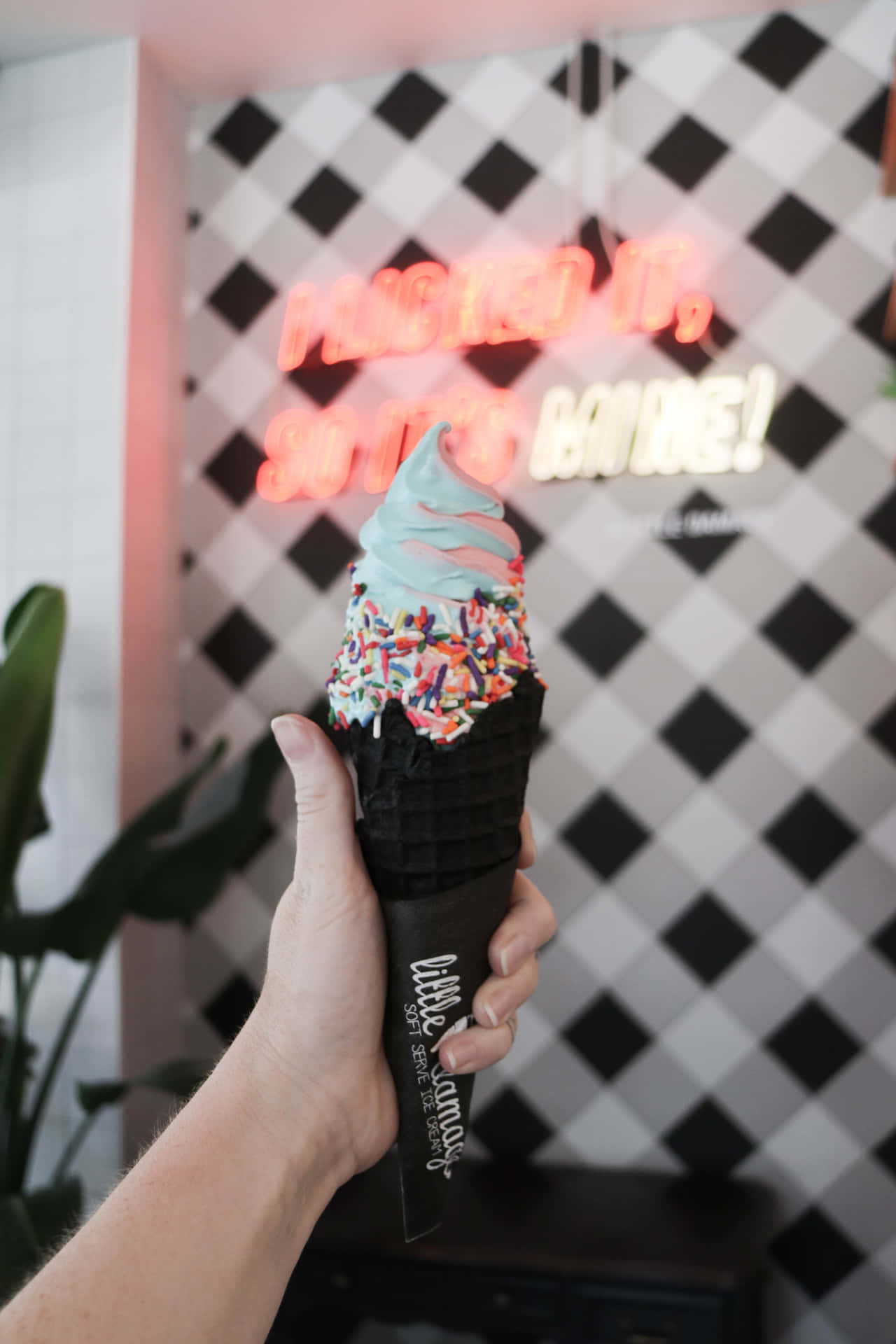 Cute Ice Cream With Black Cone Wallpaper