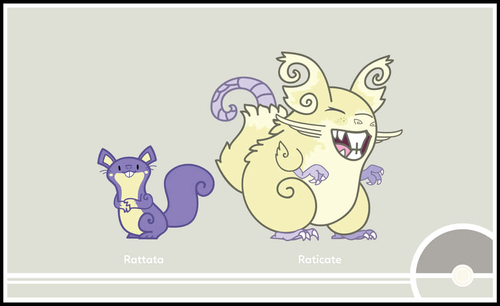 Cute Illustration Of Pokémon Rattata And Raticate Laughing Wallpaper