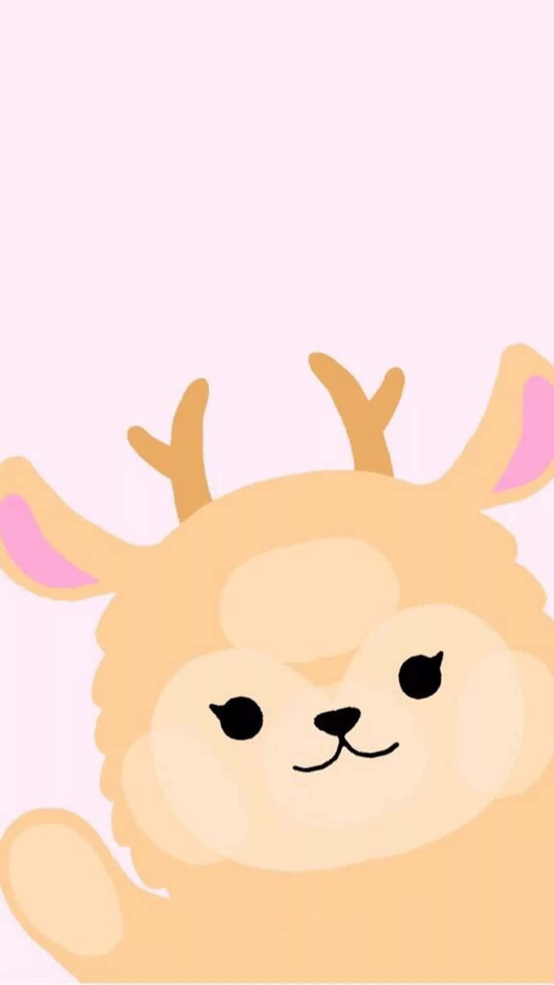 A Cute Llama With Horns On A Pink Background Wallpaper