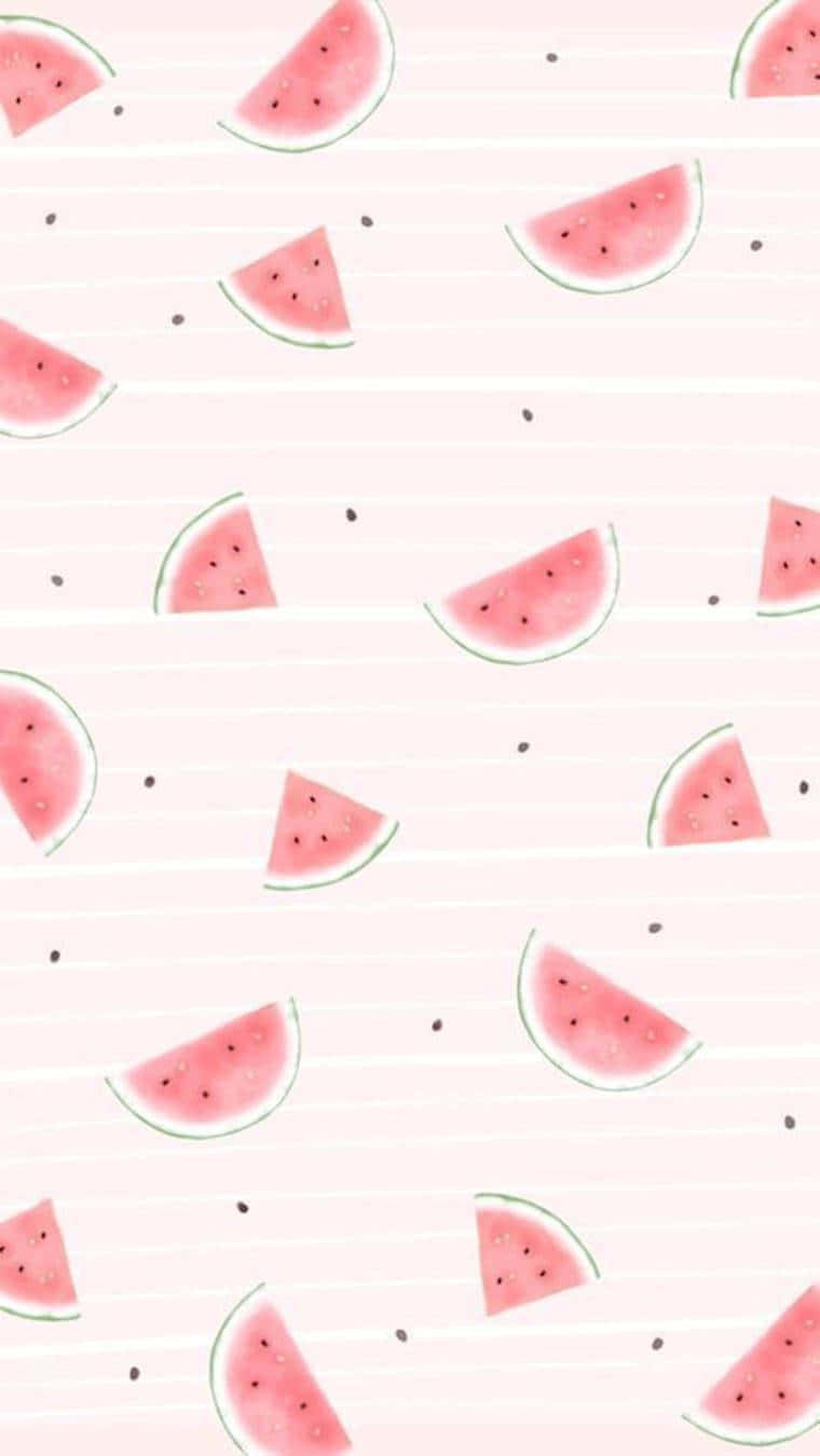 Vandmelon tapet - lyserød og hvid Wallpaper