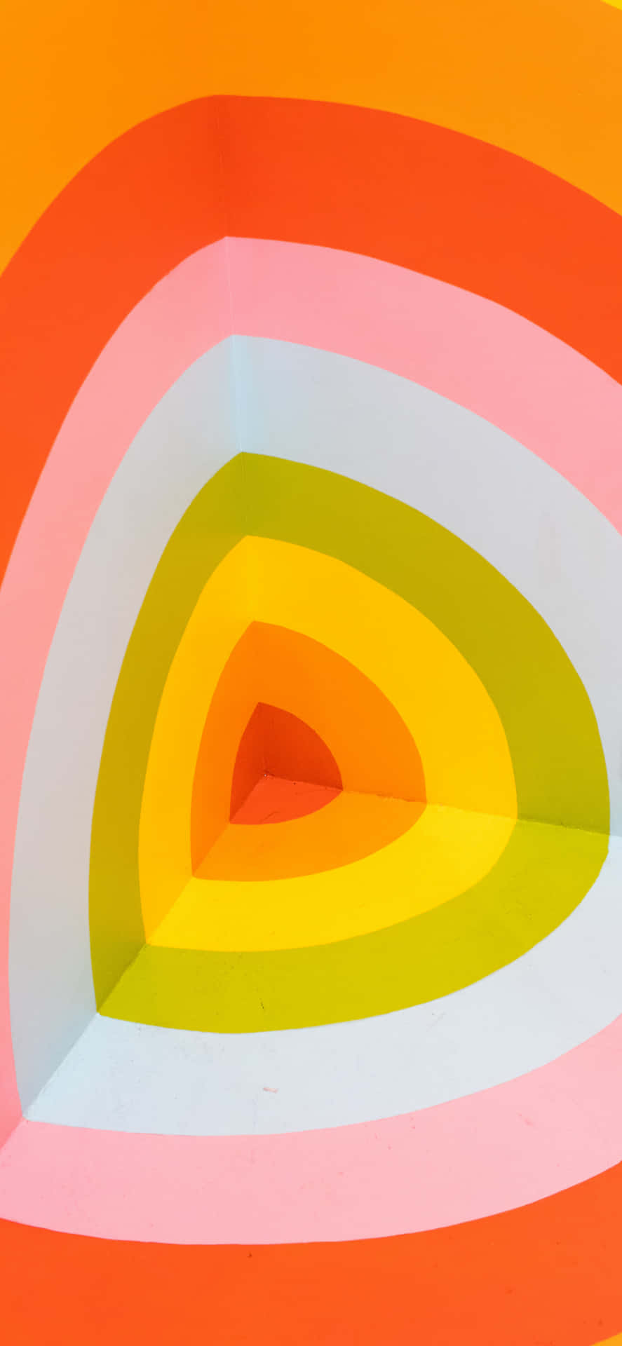 En farverig maleri af en rund form fyldt med geometriske linjer. Wallpaper