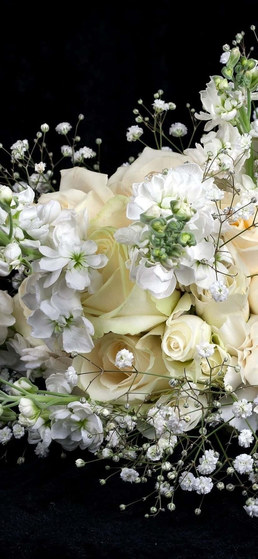 A White Bouquet With Baby's Breath And White Flowers Wallpaper