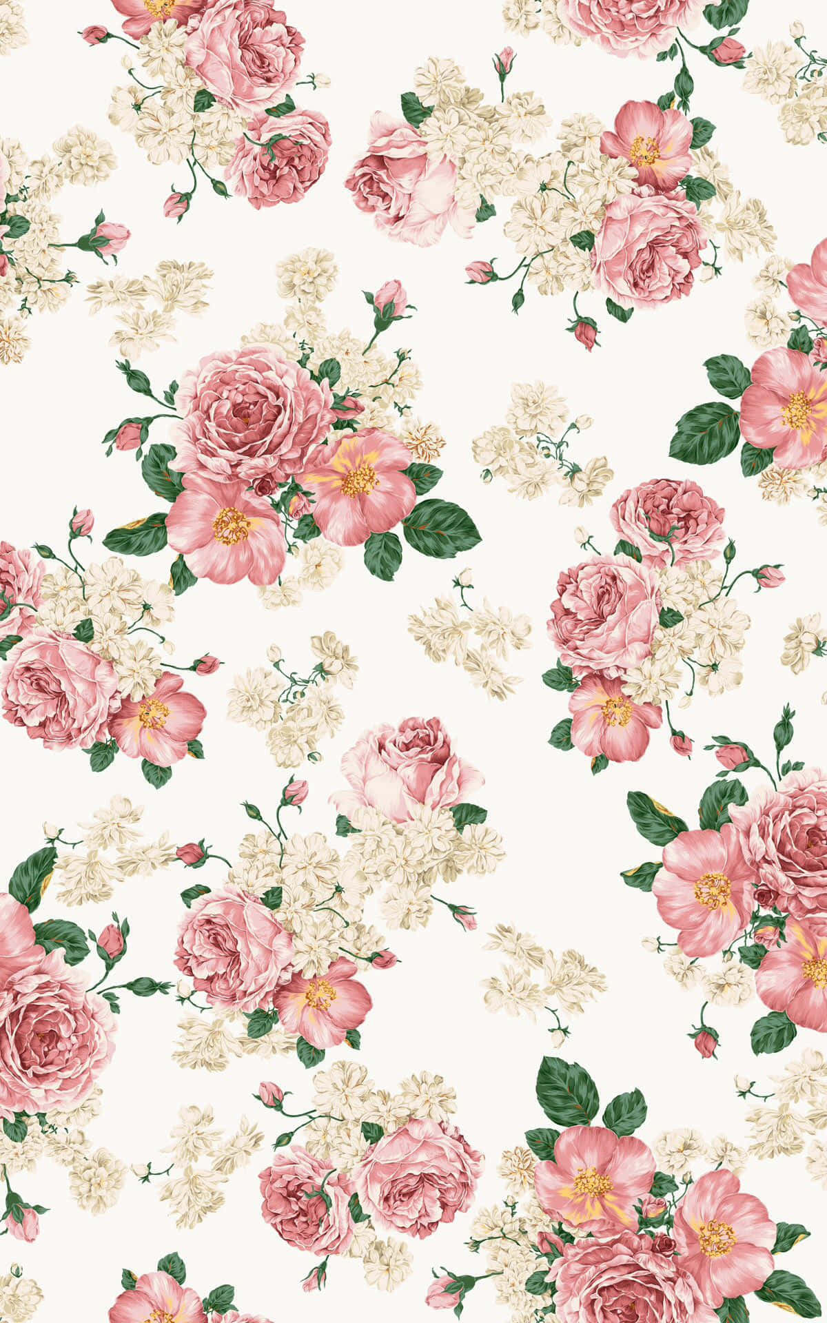 Pink roser på en hvid baggrund Wallpaper