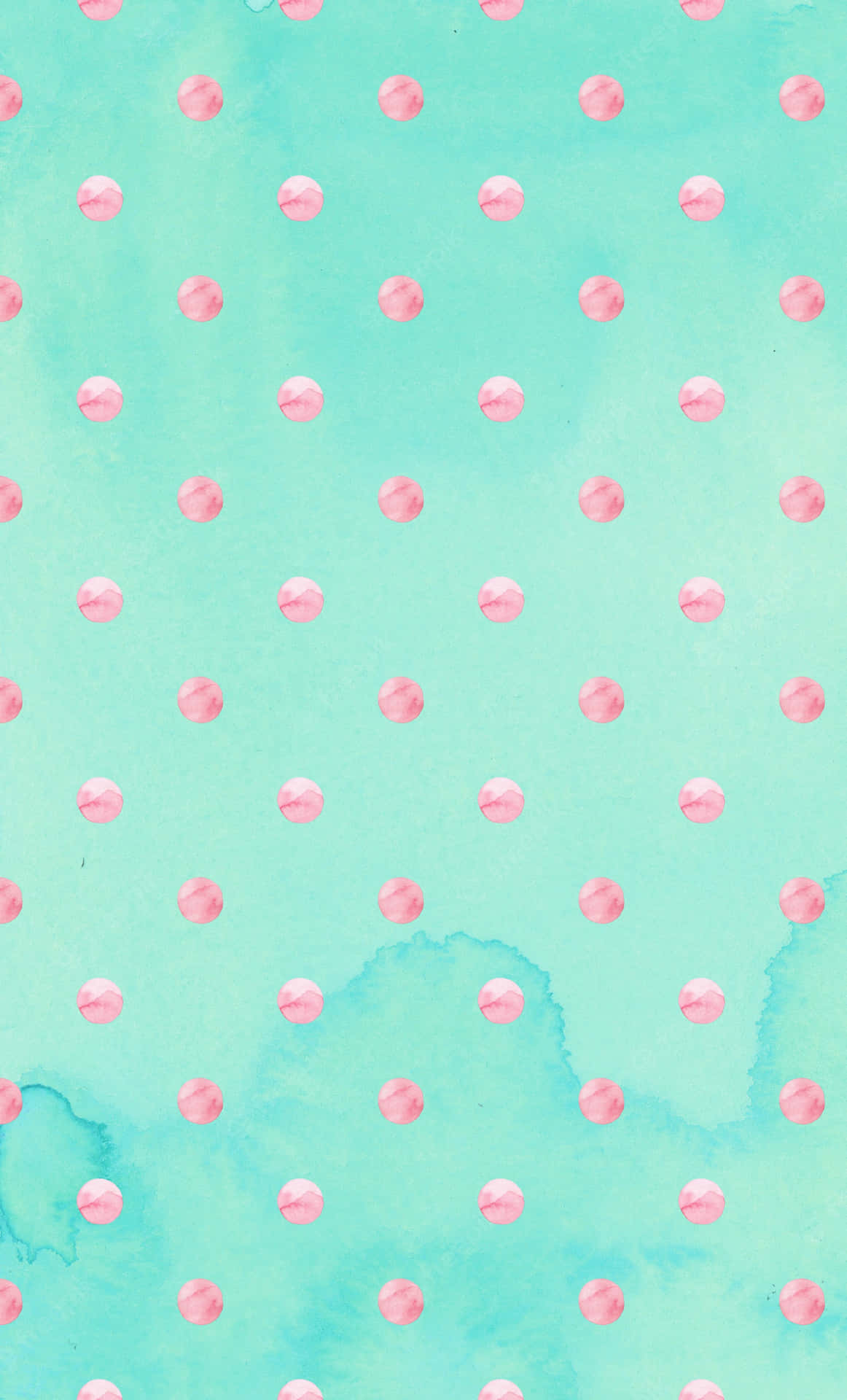 Cute iPhone Teal With Pink Circle Patterns Wallpaper