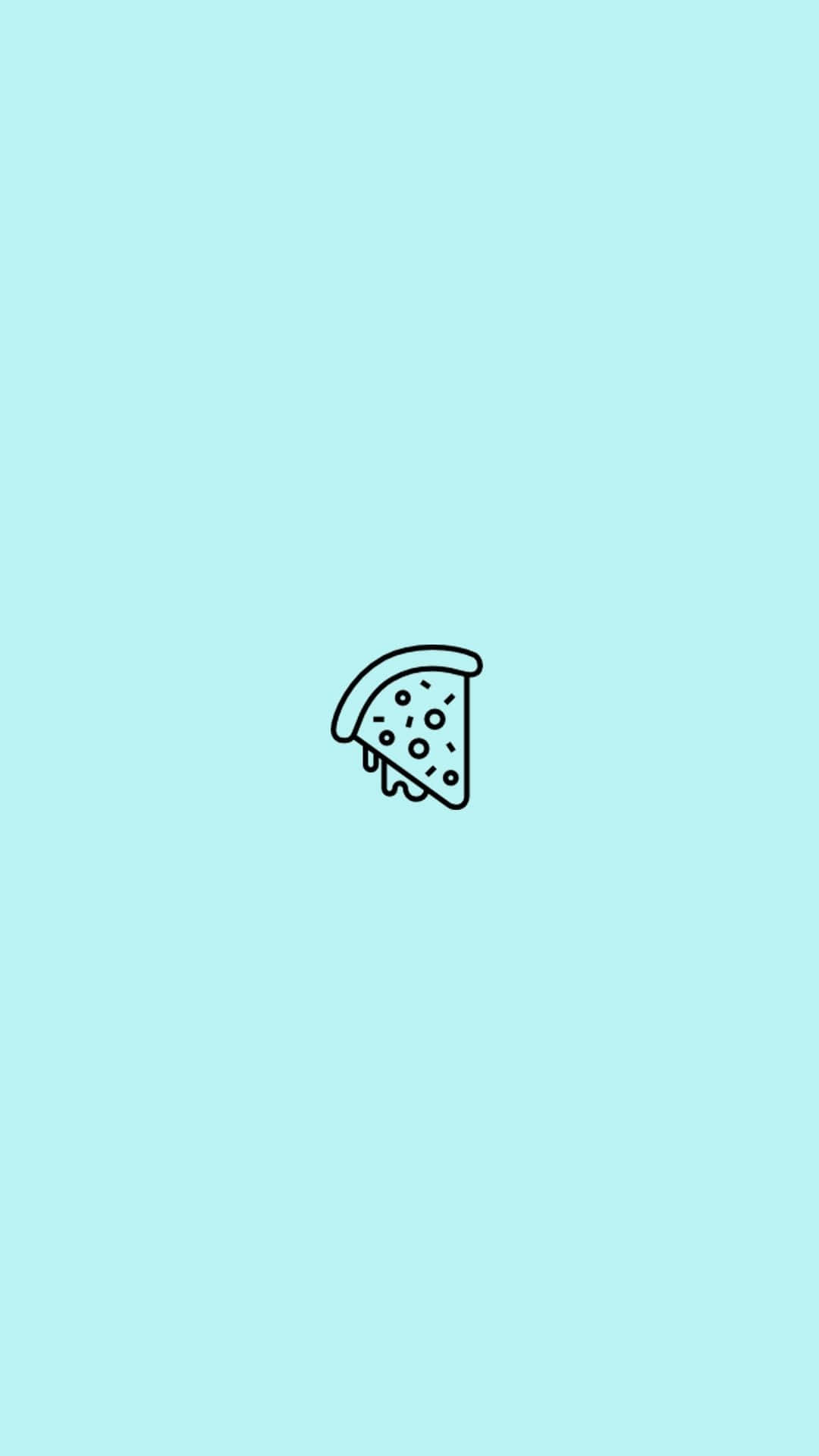 Minimalist Cute iPhone Teal Pizza Icon Wallpaper