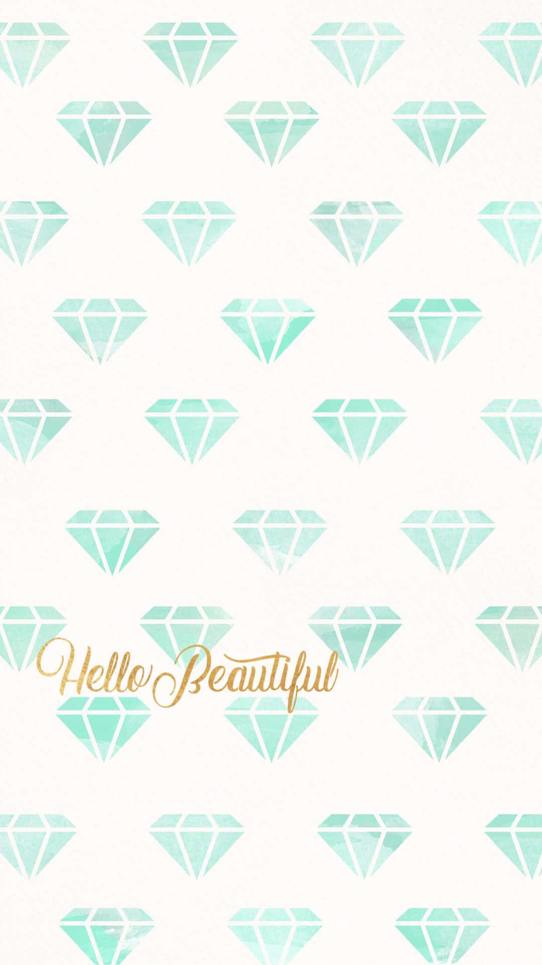 Hello Beautiful Cute iPhone Teal Diamond Patterns Wallpaper