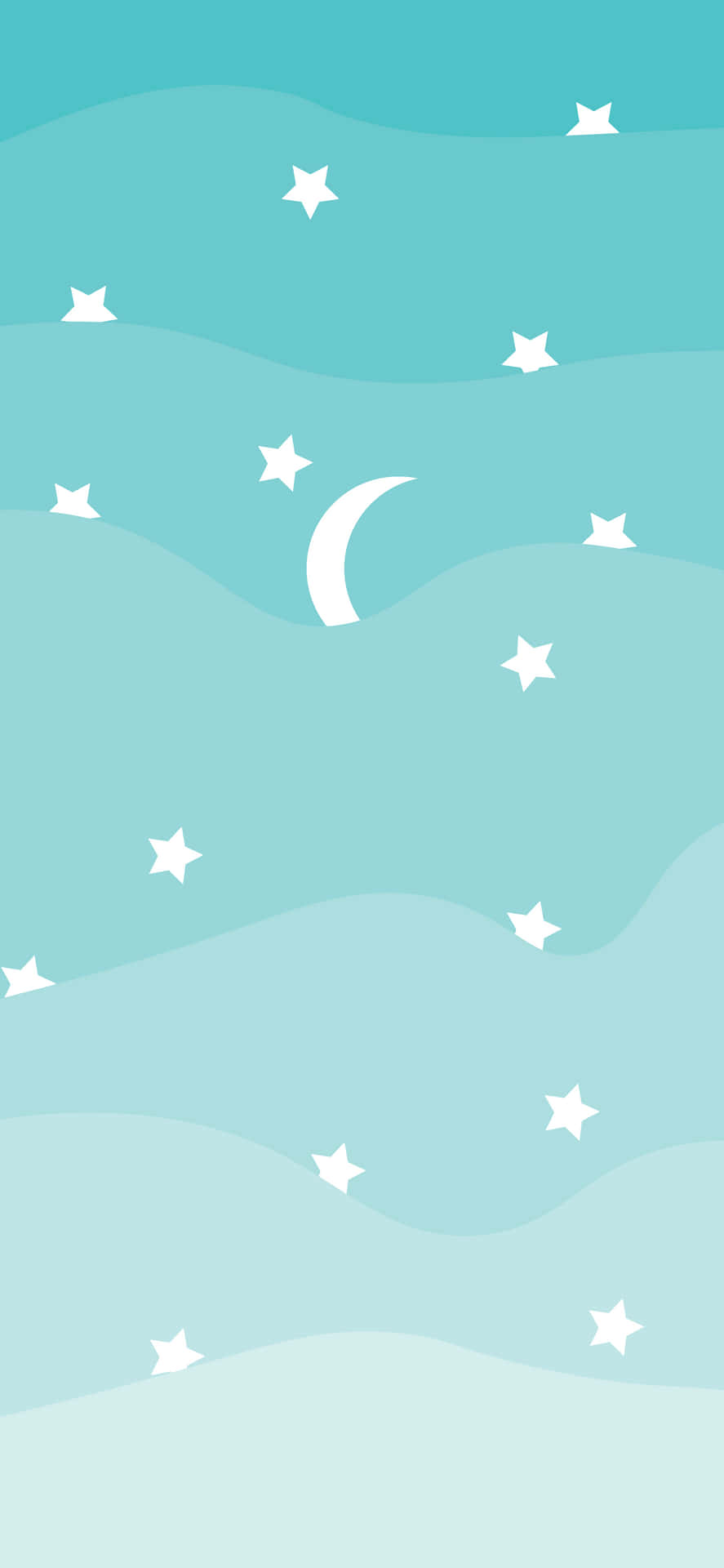 Download Cute iPhone Teal Sky With Moon Vector Art Wallpaper ...