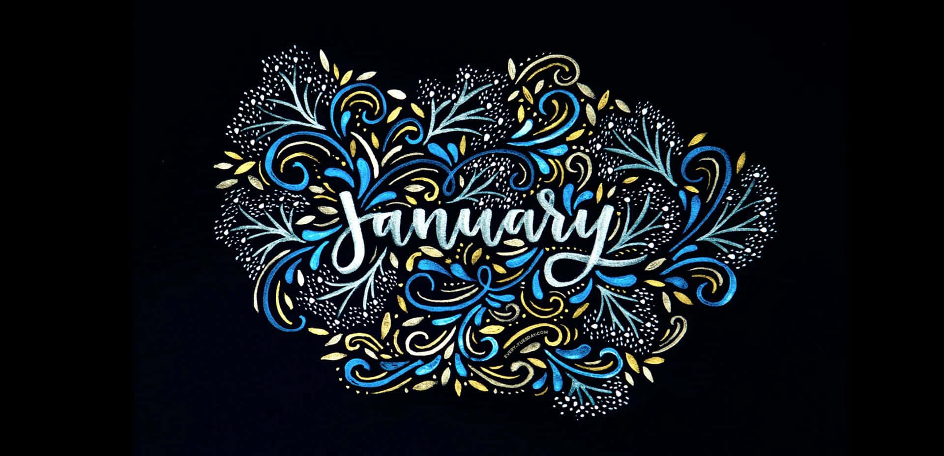 "Welcome to the new year with this sweet January scene!" Wallpaper