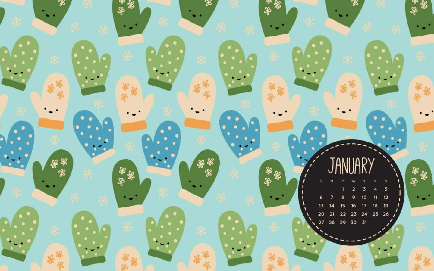 A Calendar With Mittens On It Wallpaper
