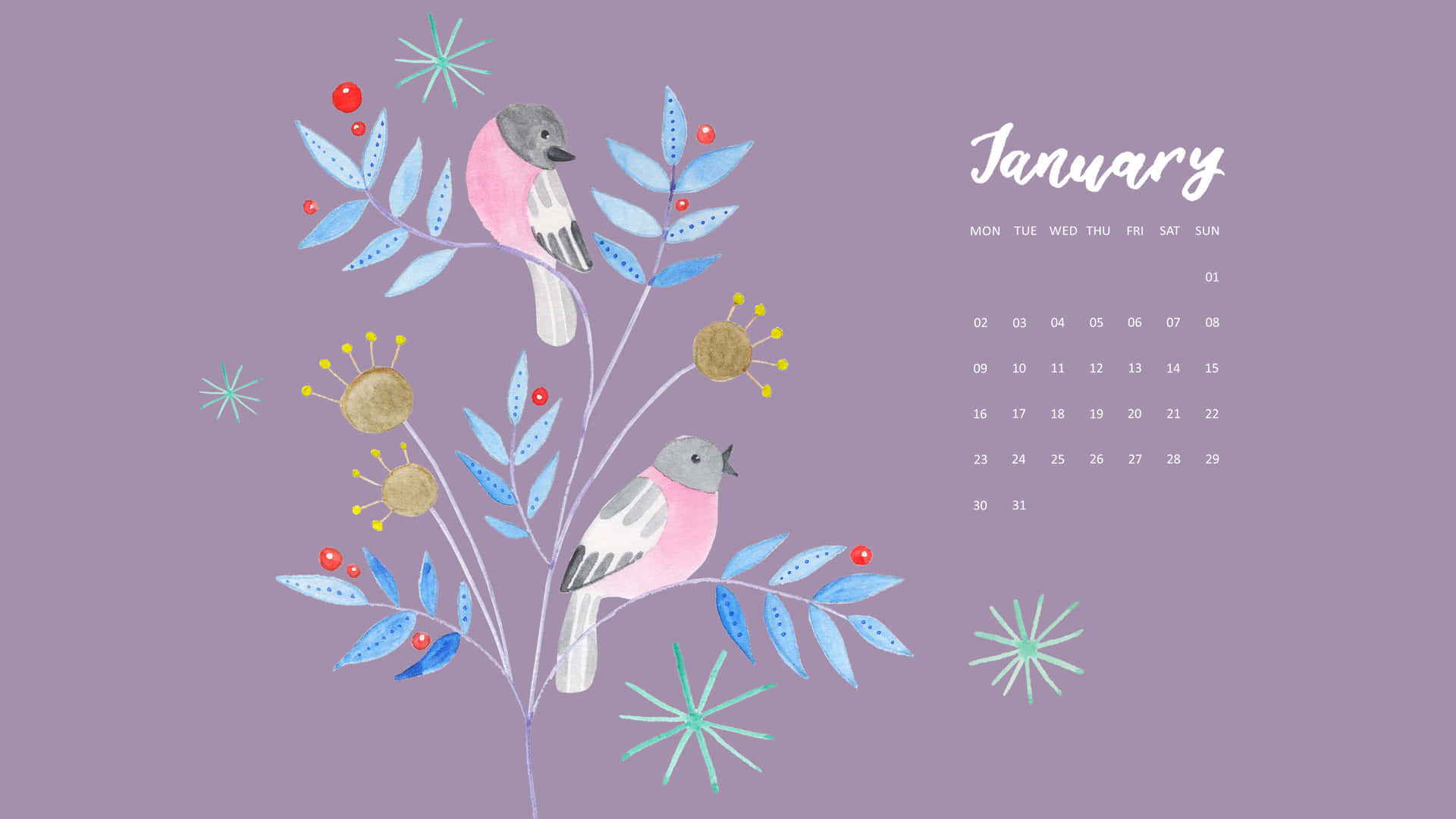 A Calendar With Birds On It Wallpaper