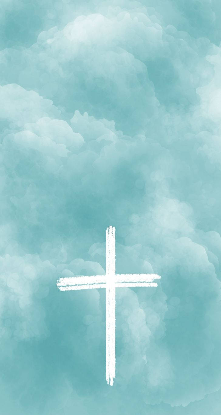 Cute Jesus Cross Blue Clouds
