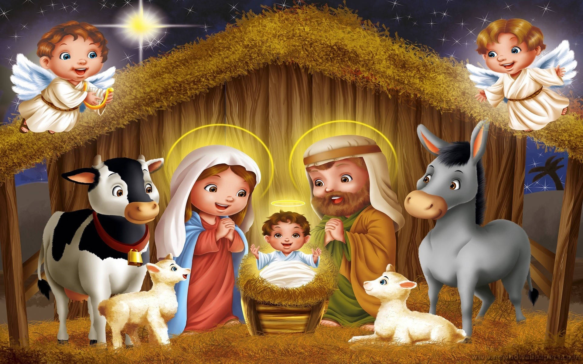 Cute Jesus In Nativity Scene
