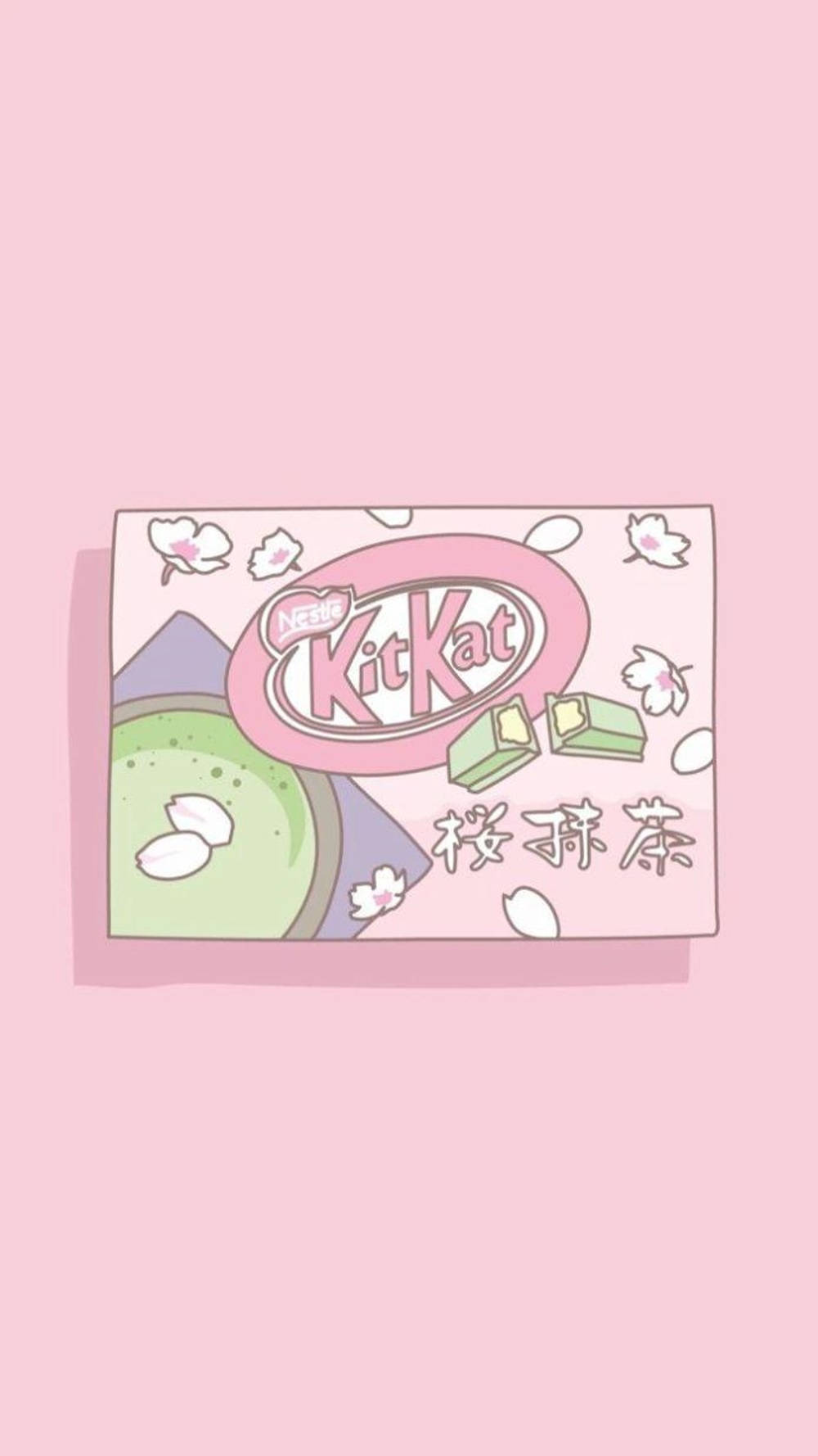 Sød Kawaii Æstetisk Matcha KitKat Latte Tapet Wallpaper