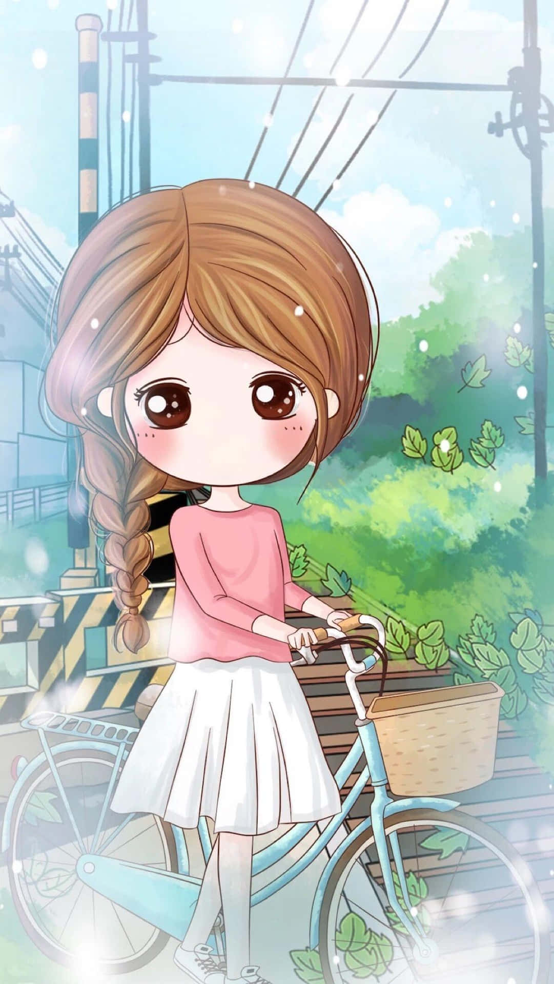 Cute Kawaii Anime Girl Iphone Display Wallpaper