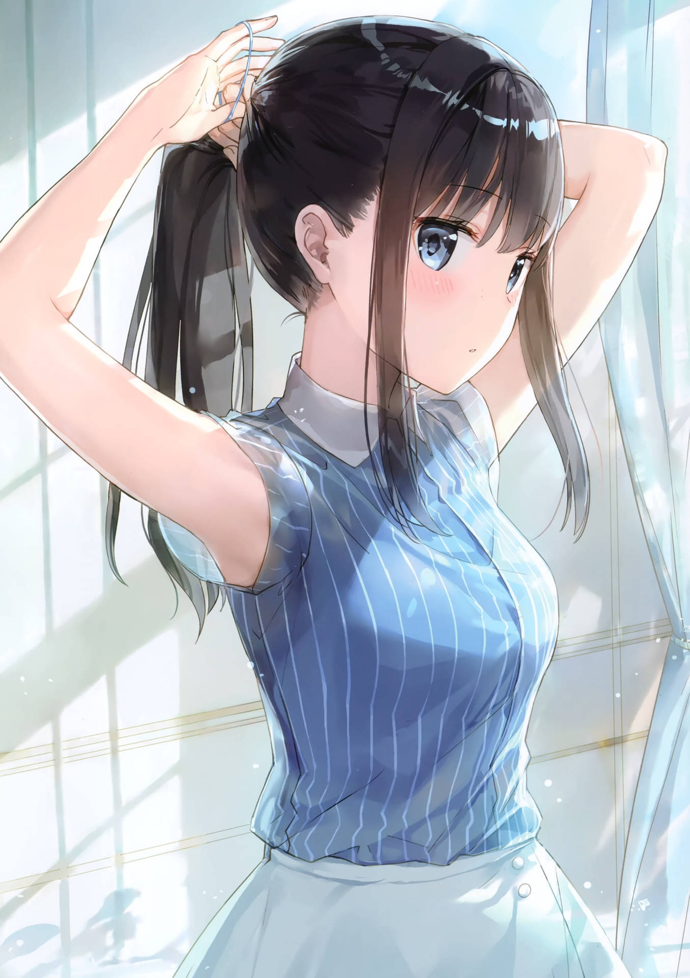 Cute Kawaii Anime Girl With Ponytail Wallpaper