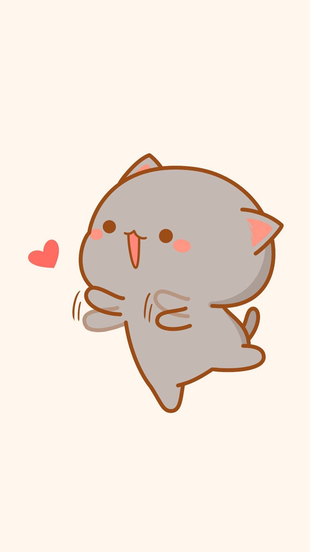 Cute Kawaii Cat Heart Wallpaper