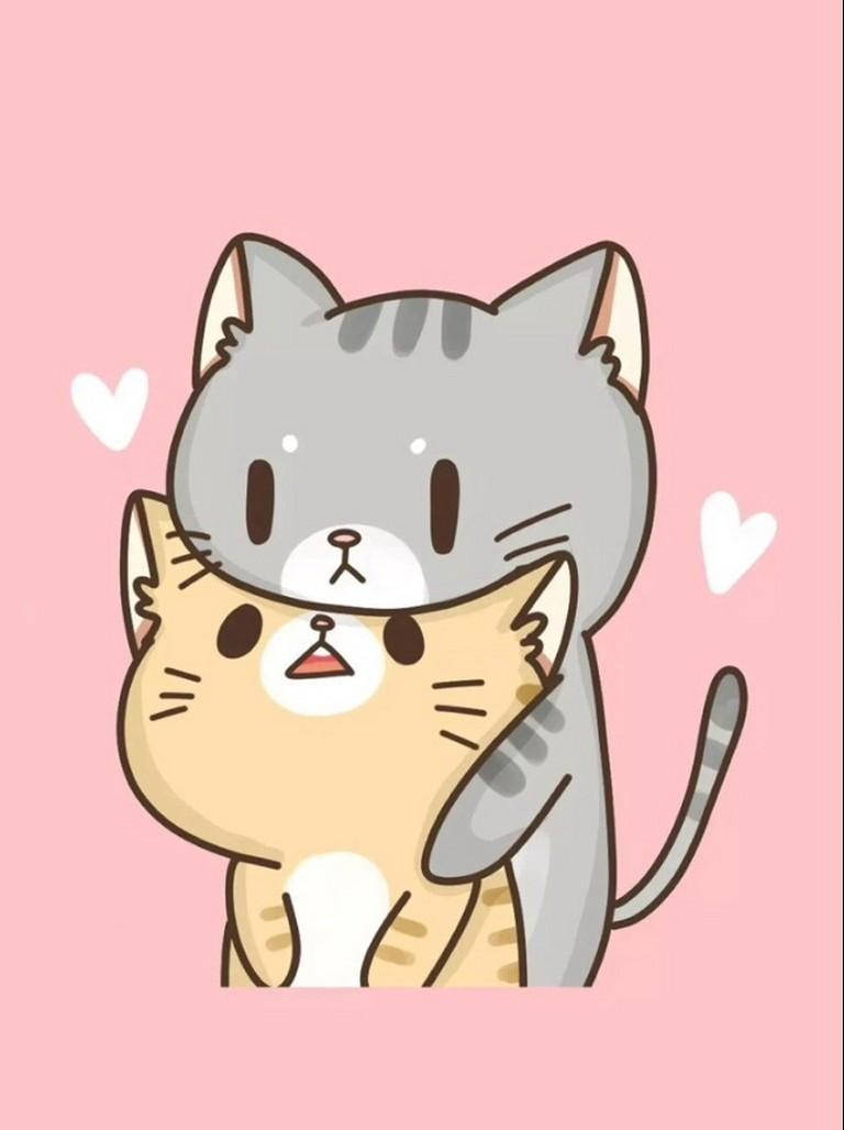 Cute Kawaii Cat Hug Wallpaper
