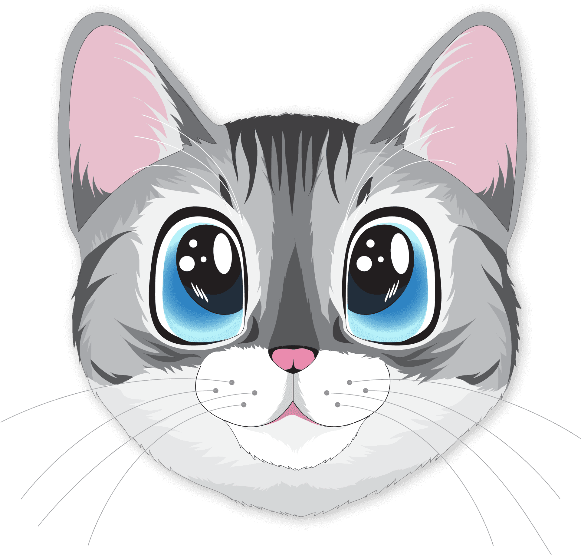 Download Cute Kawaii Cat Illustration.png | Wallpapers.com