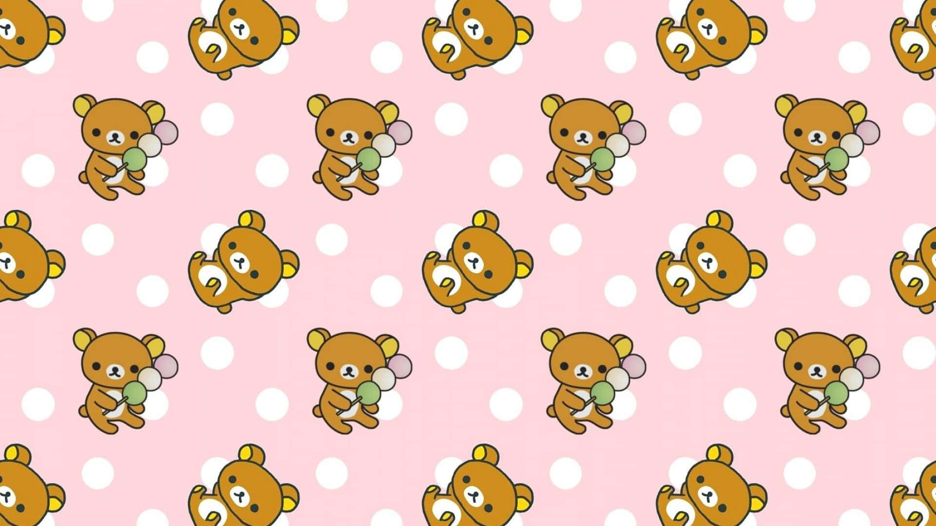 A Pattern With A Bear And A Polka Dot Wallpaper