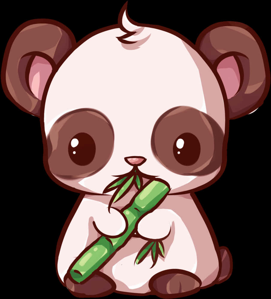 Cute Kawaii Pandawith Bamboo PNG