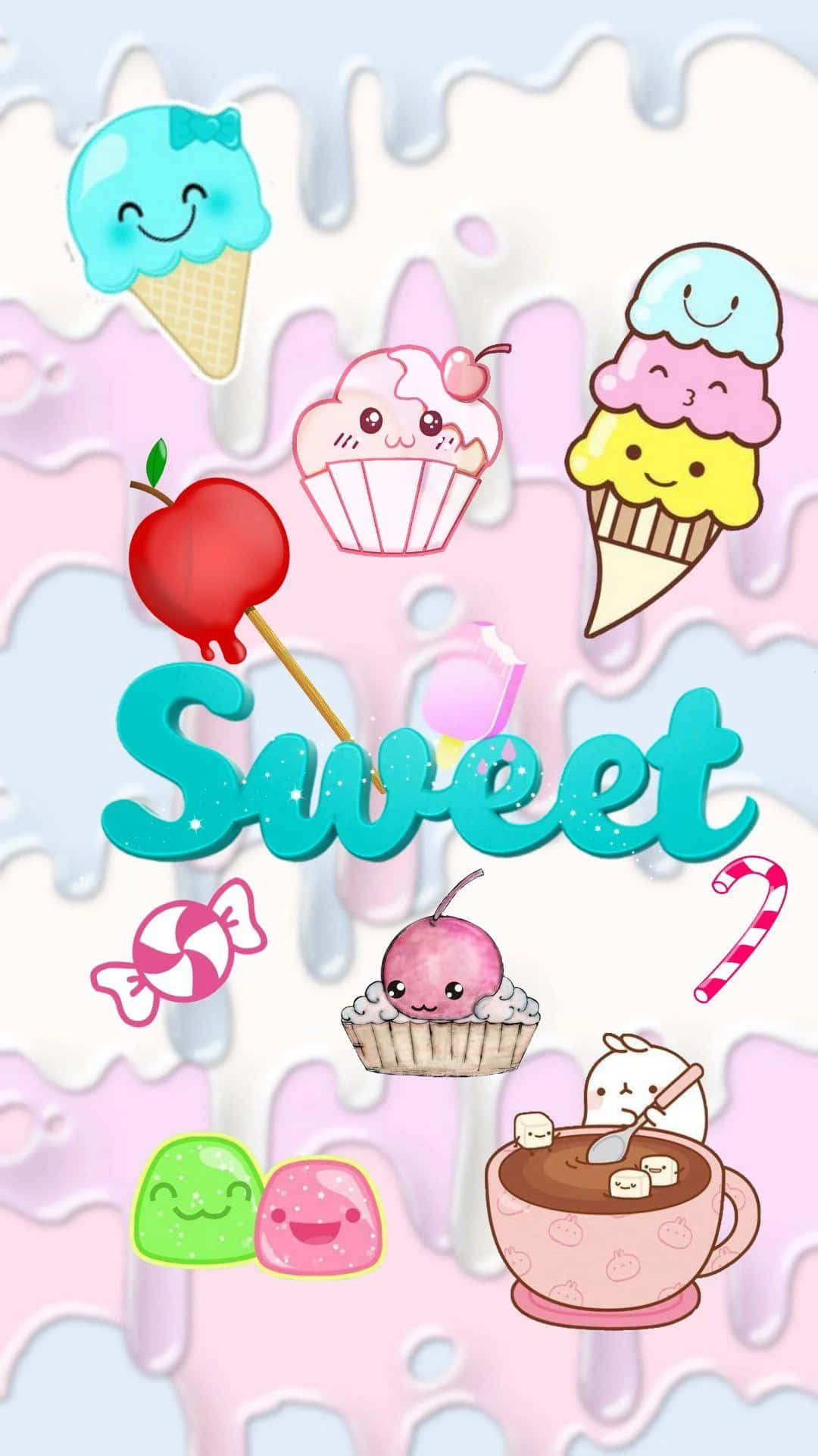 Einbild Von Einer Süßen Eistüte Und Einem Cupcake.