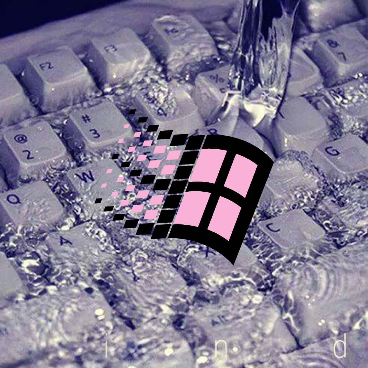 A Computer Keyboard With A Pink Window Logo