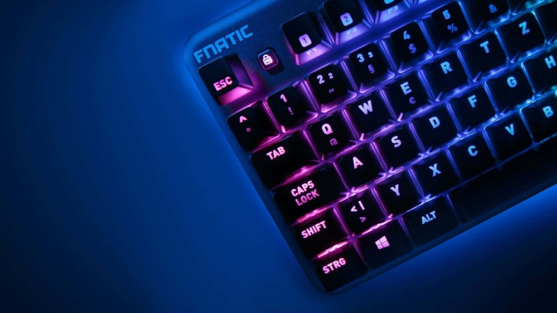 A Blue And Blue Keyboard With A Light On It