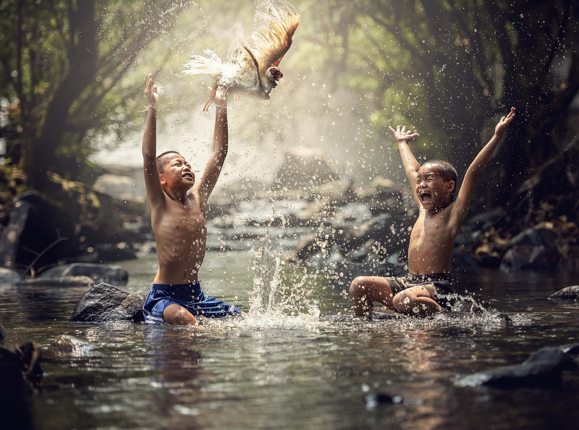 Cute Kids Playing Together Wallpaper