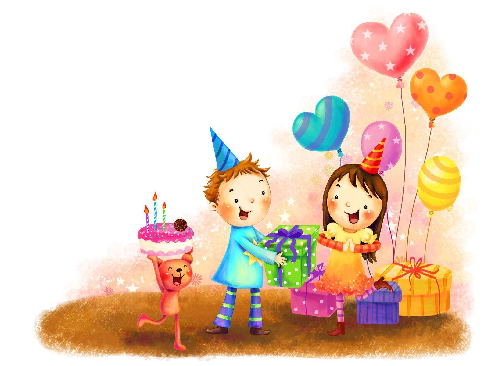 Cute Kids Birthday Party Birthday Background Wallpaper