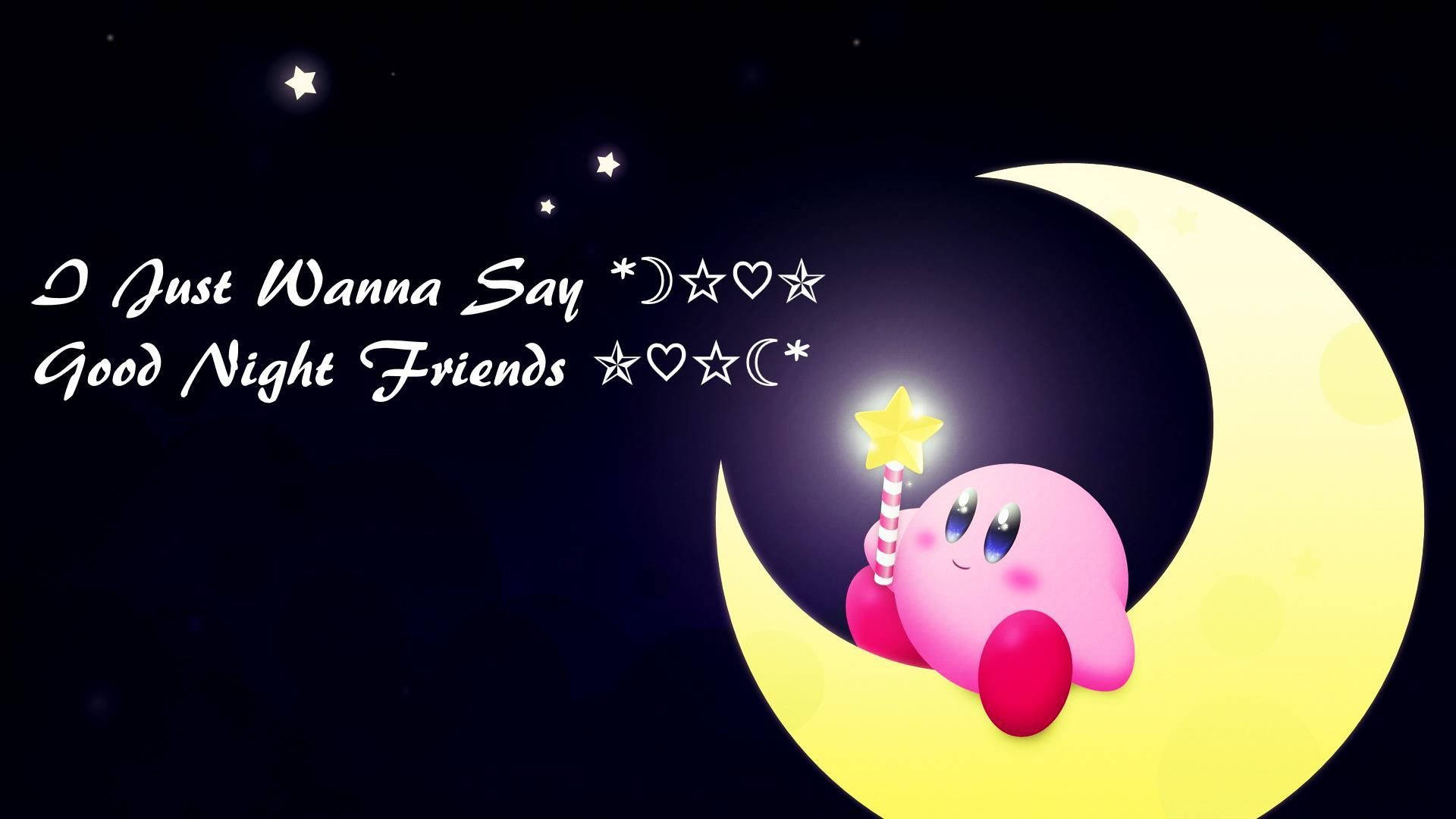 Cute Kirby Good Night Friends Wallpaper