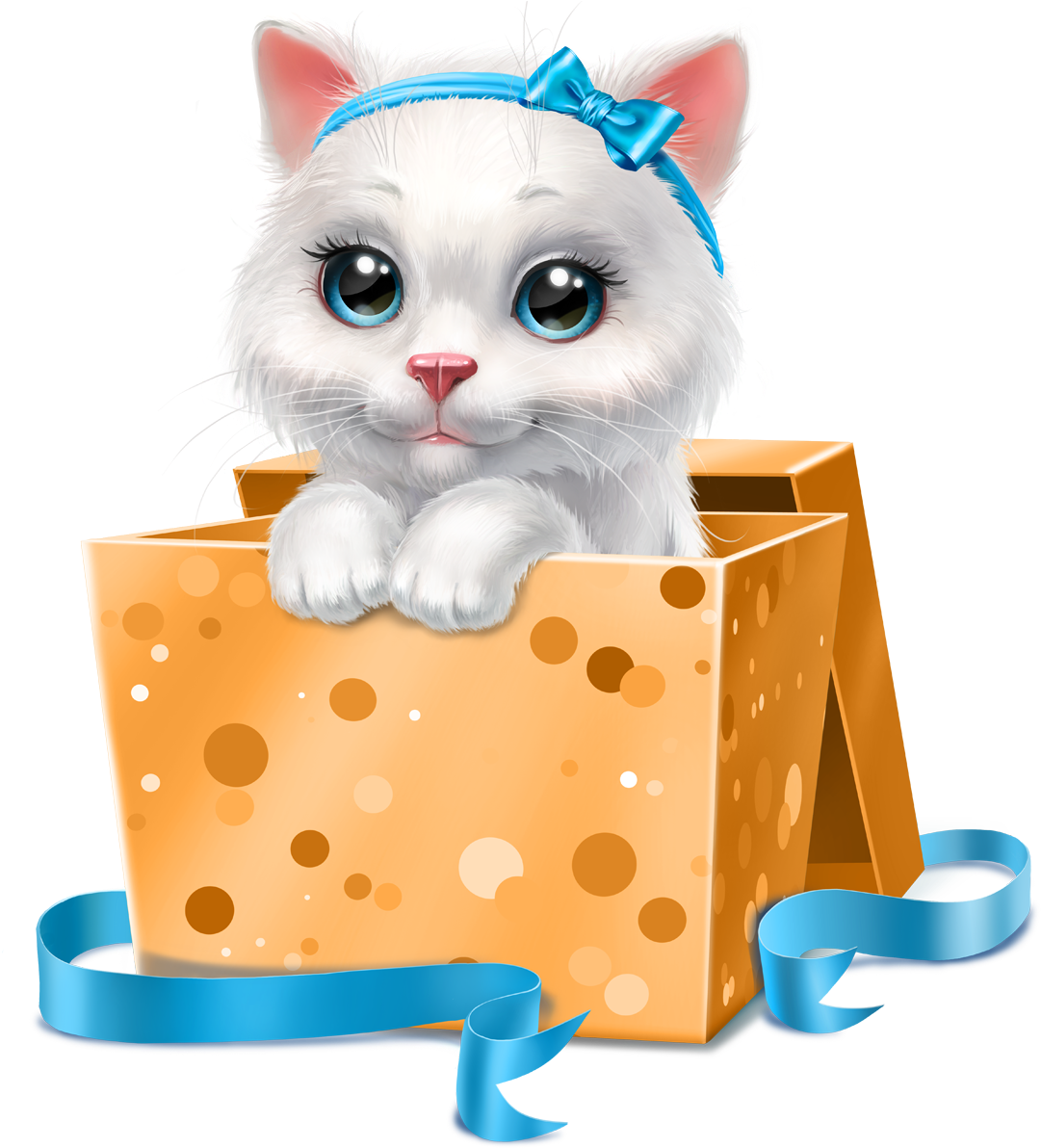 Cute Kittenin Gift Box PNG