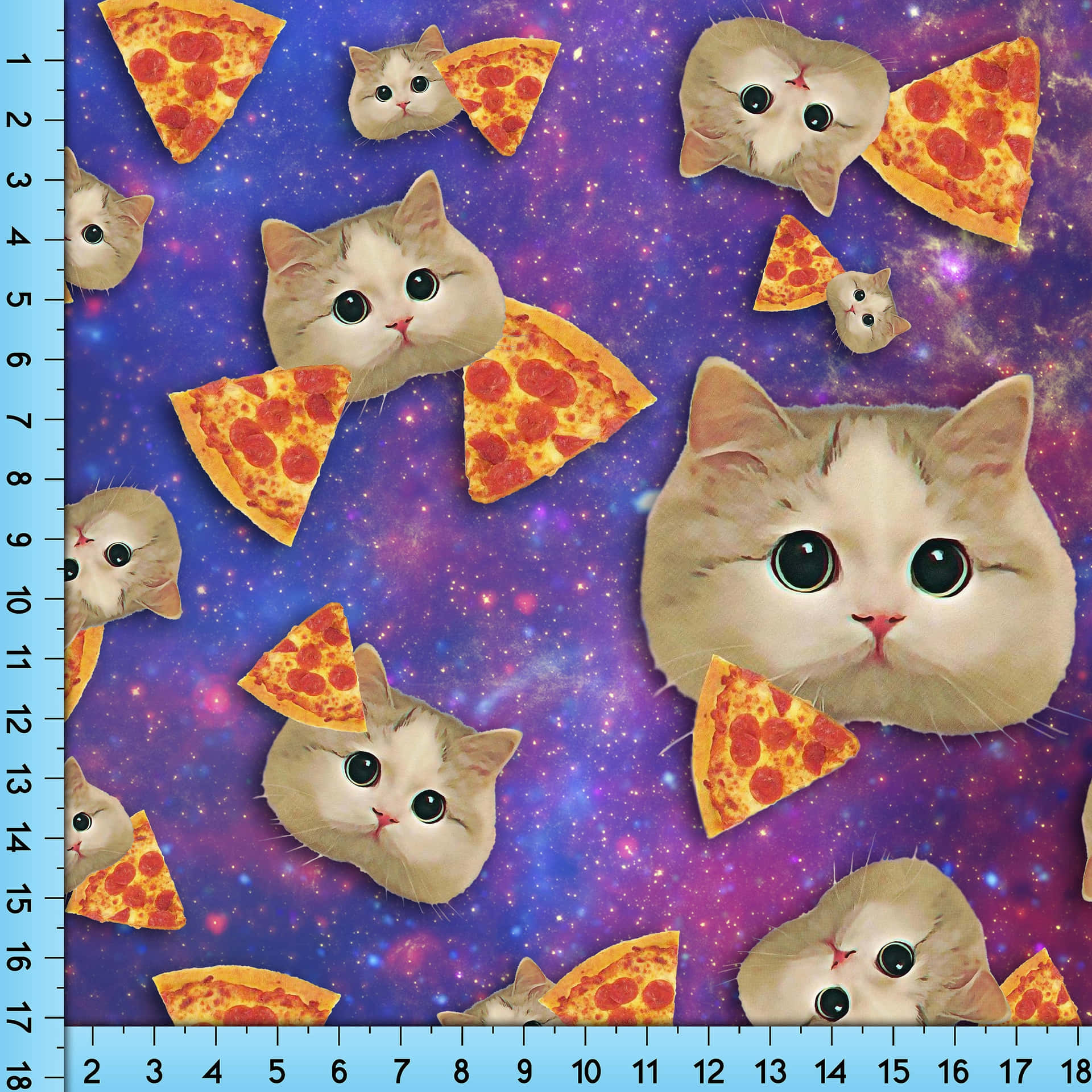Pizzakatter Tyg - En Katt Med Pizzabitar På Det