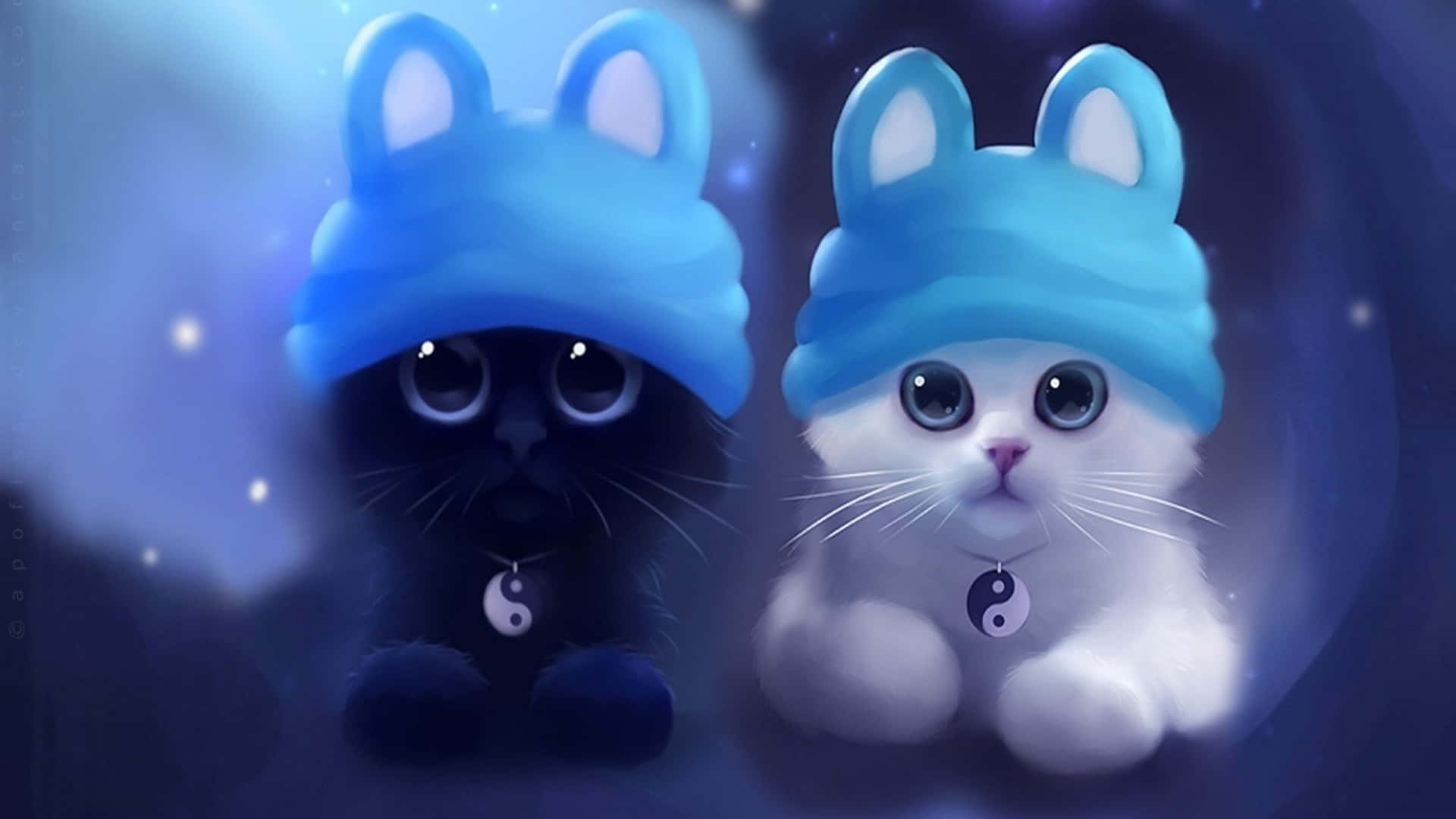 Cute Kittens With Blue Beanie Wallpaper