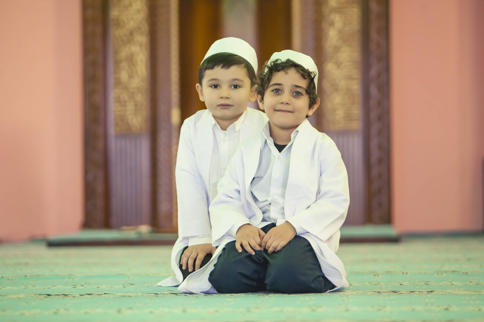Cute Kneeling Islamic Boys Picture