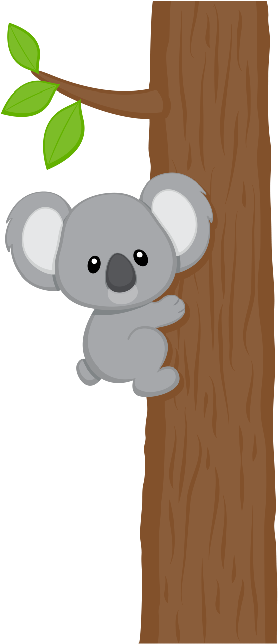 Cute Koala Cartoon Tree Climbing PNG