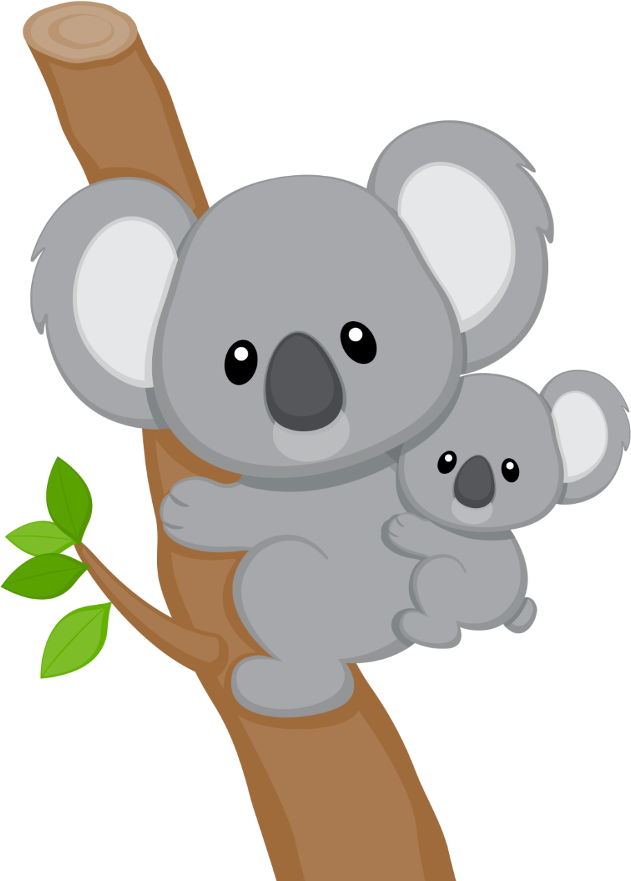 Cute Koalaand Joey Cartoon PNG