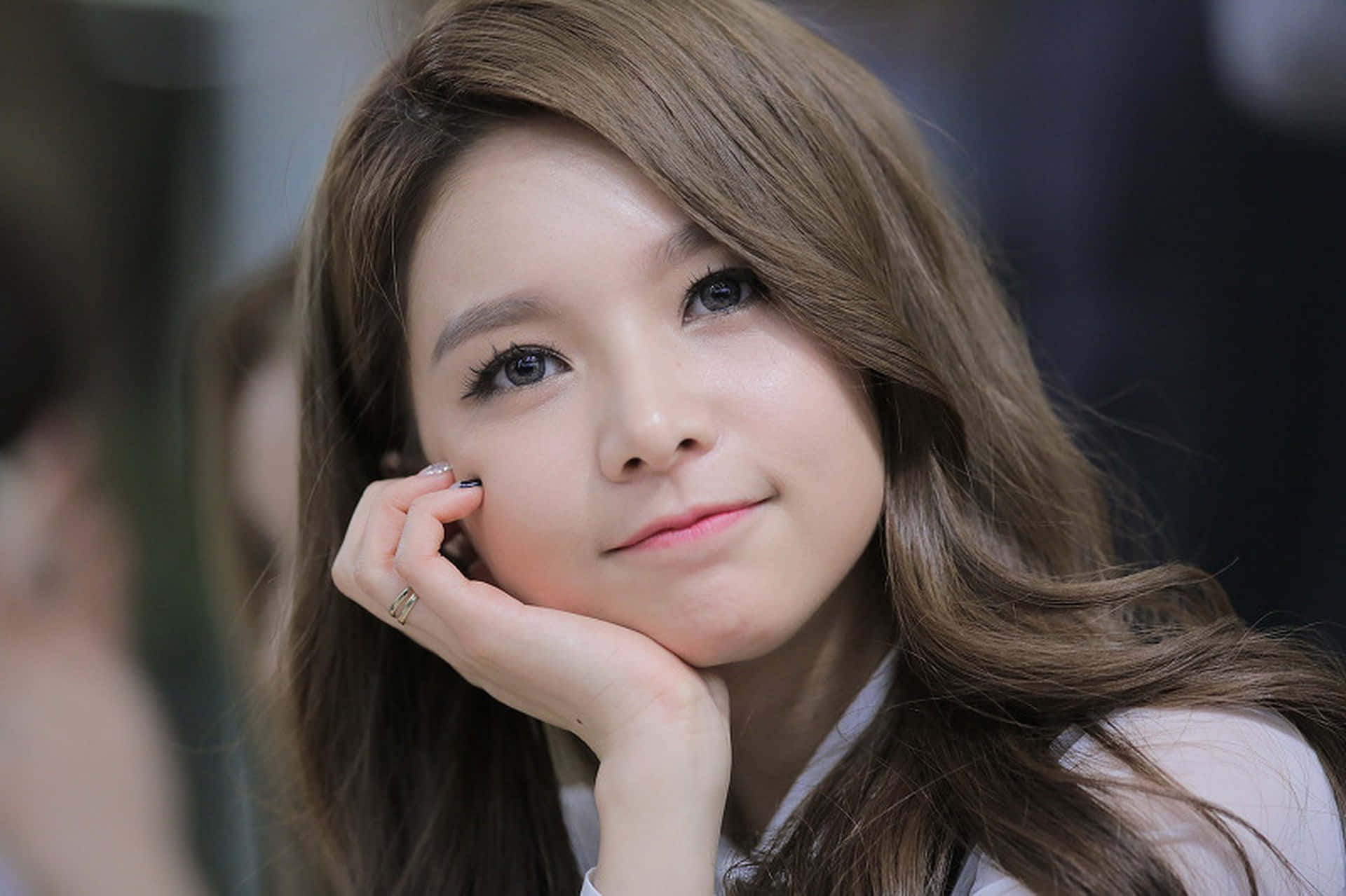Cute Korean Girl Closeup Headshot Wallpaper