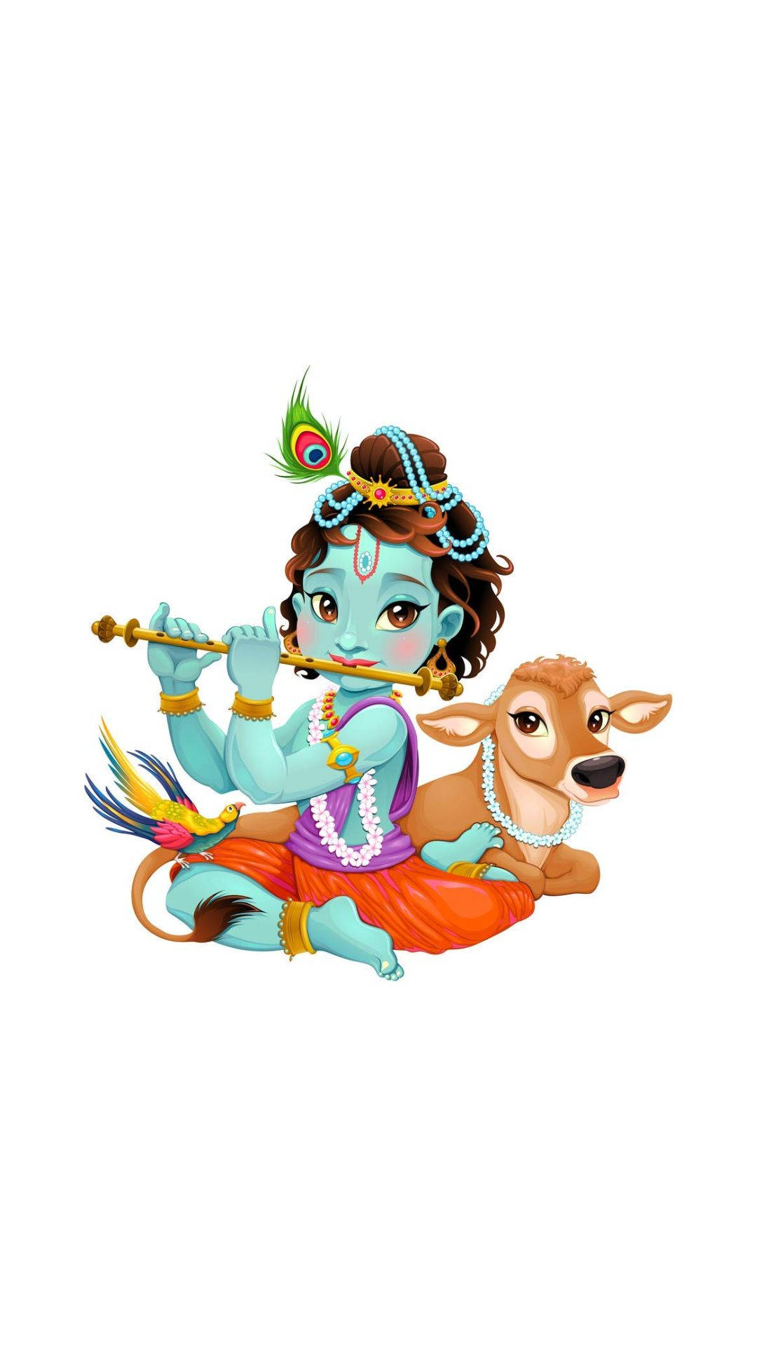 Download Cute Krishna Leaning On Lamb Wallpaper 