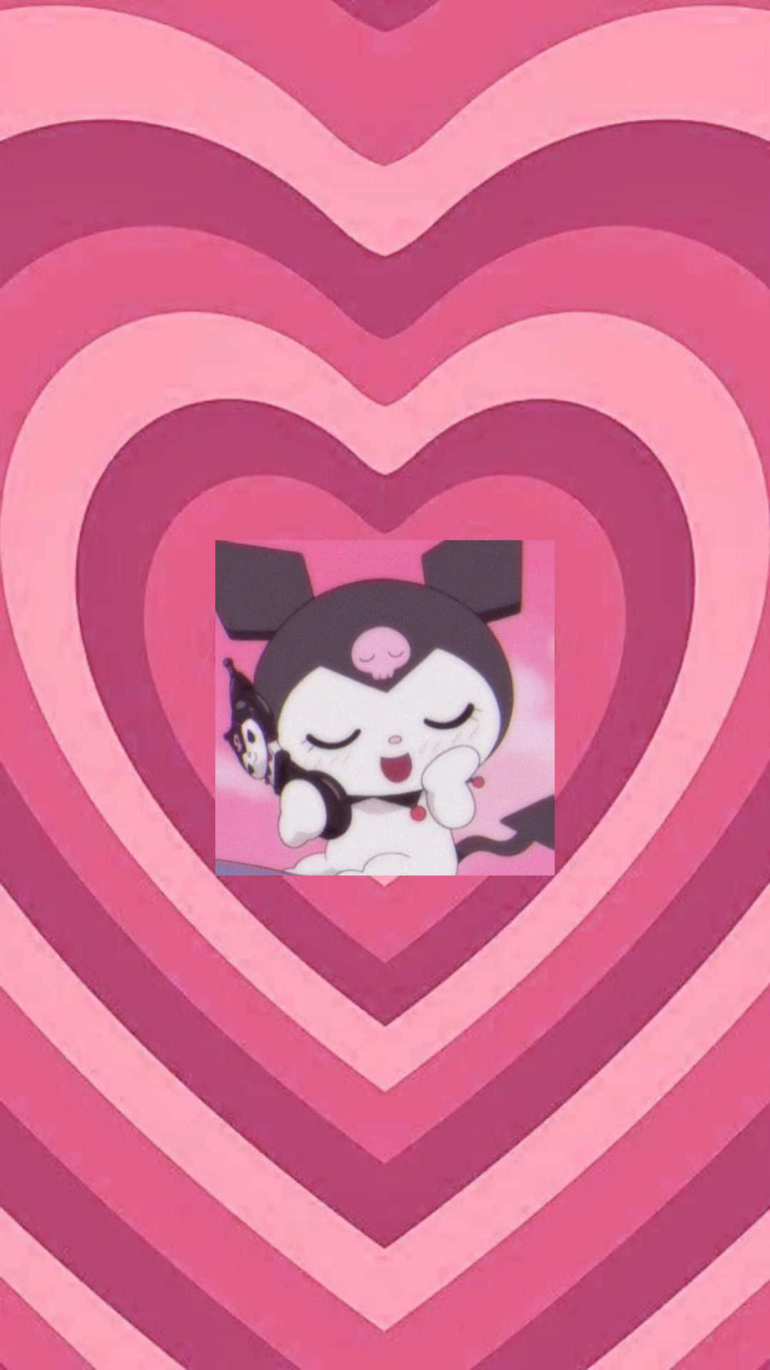 Cute Kuromi Heart Pattern Wallpaper