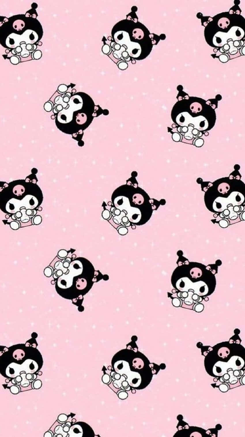 Cute Kuromi Pink Pattern Wallpaper
