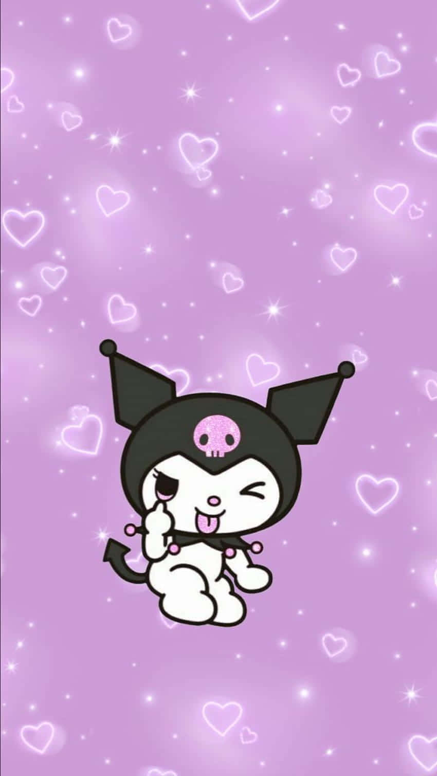 Cute Kuromi Silly Face Violet Wallpaper
