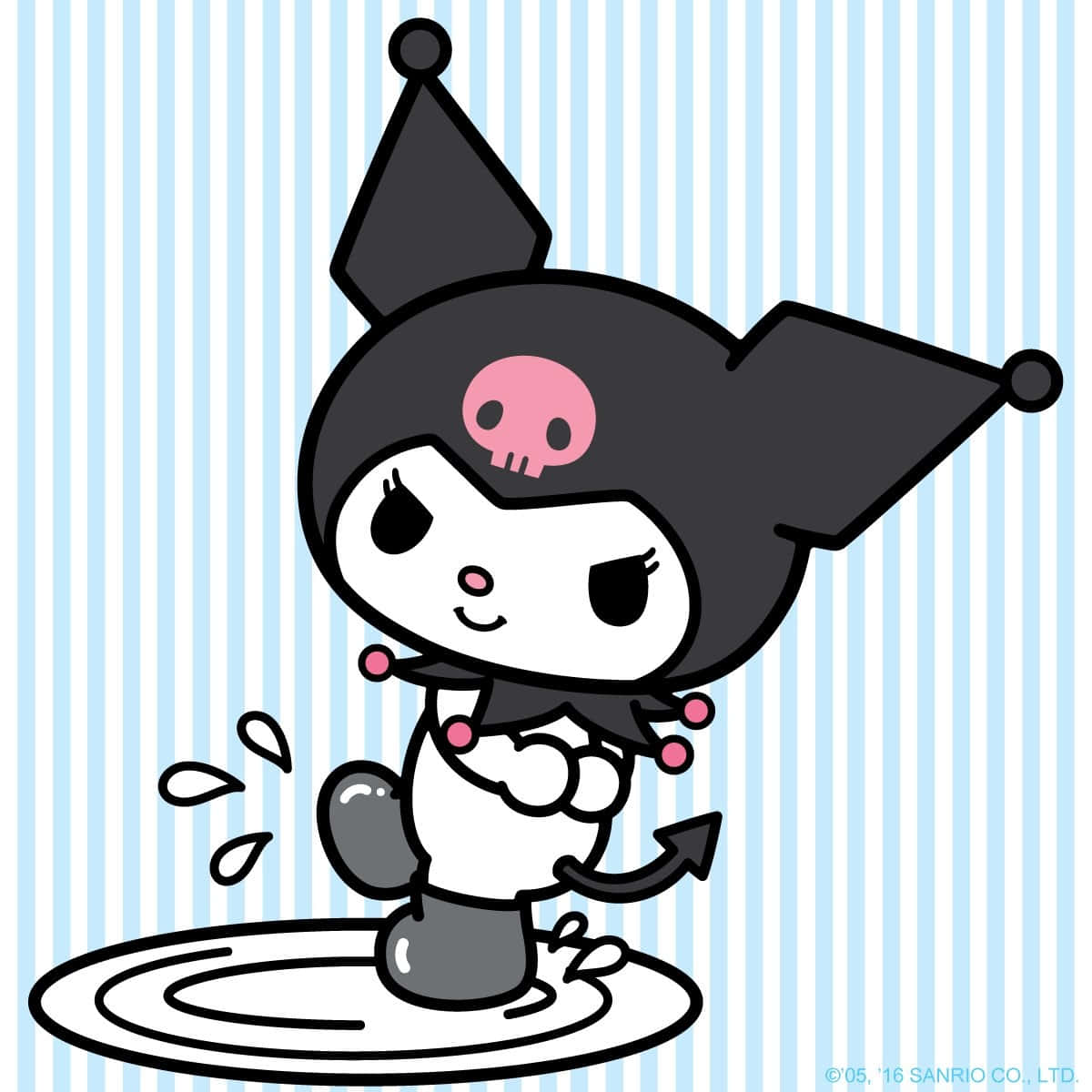 Cute Kuromi Splashing Foot On A Plate Wallpaper