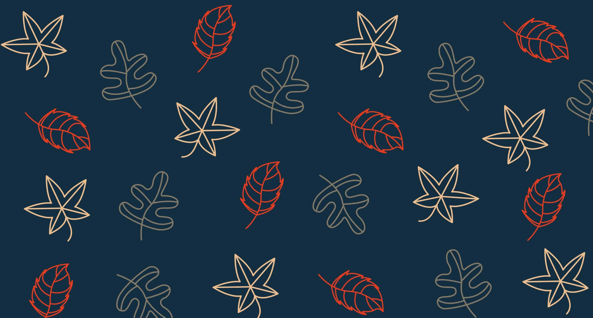 Cute Leaves Drawing Pattern Blue Wallpaper