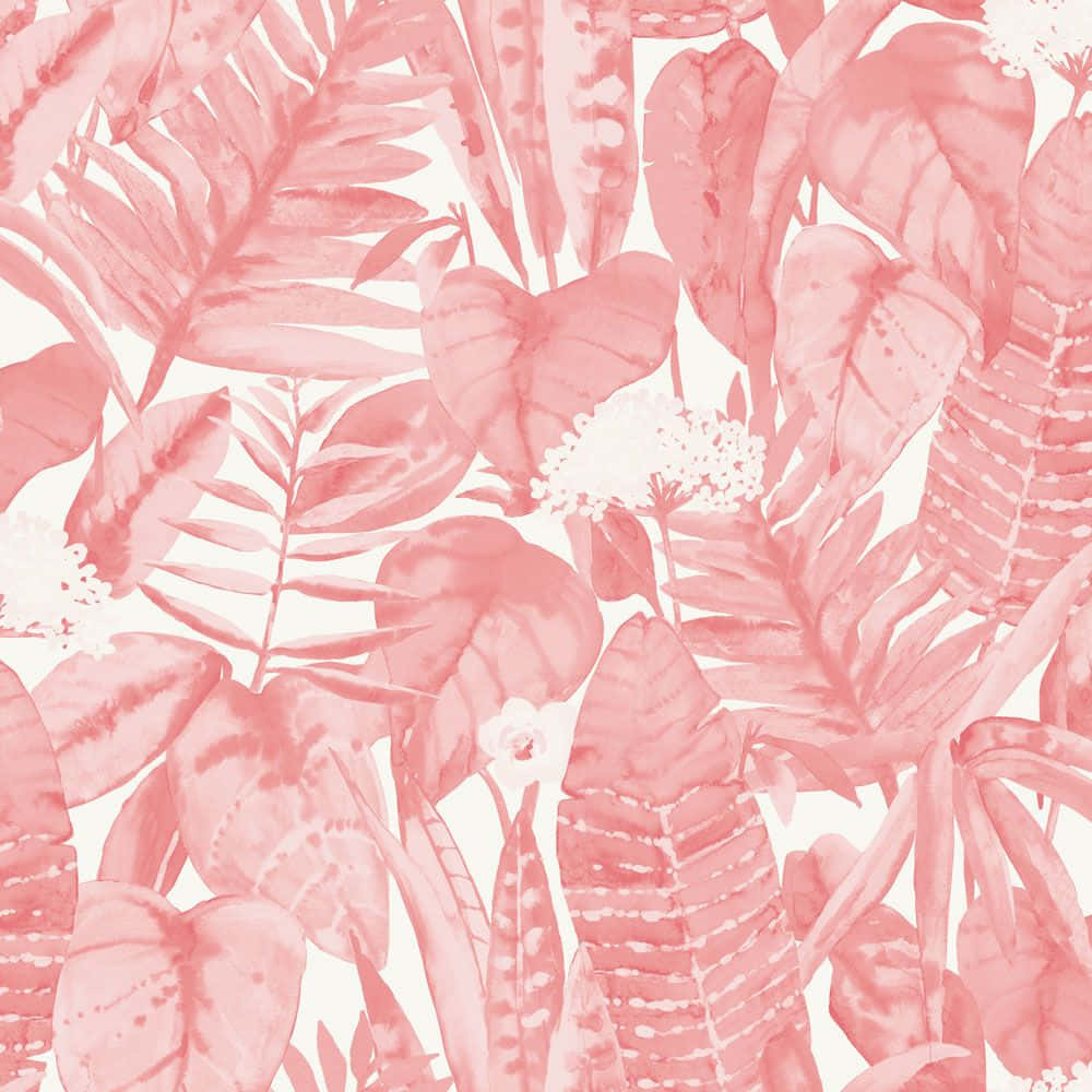Sød Pink Forskellige Blad Malet Tapet Wallpaper