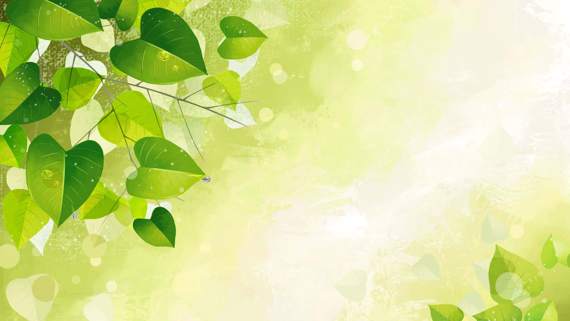 "Green beauty: Experience the ultimate calmness surrounded by cute leaves." Wallpaper