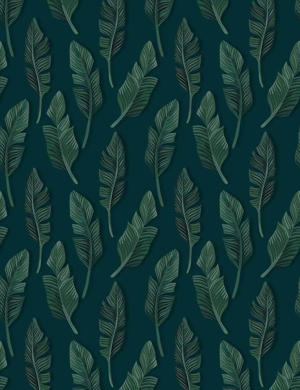Cute Green Leaves Blue Wallpaper