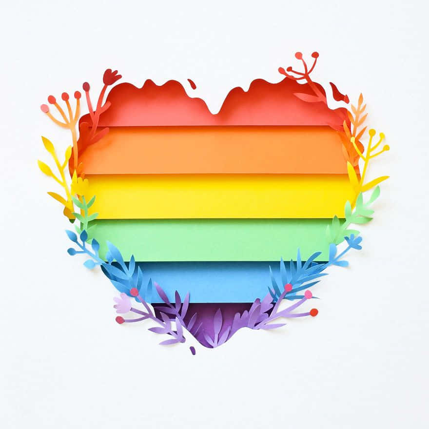 Cute LGBT Flag Heart Graphic Art Wallpaper