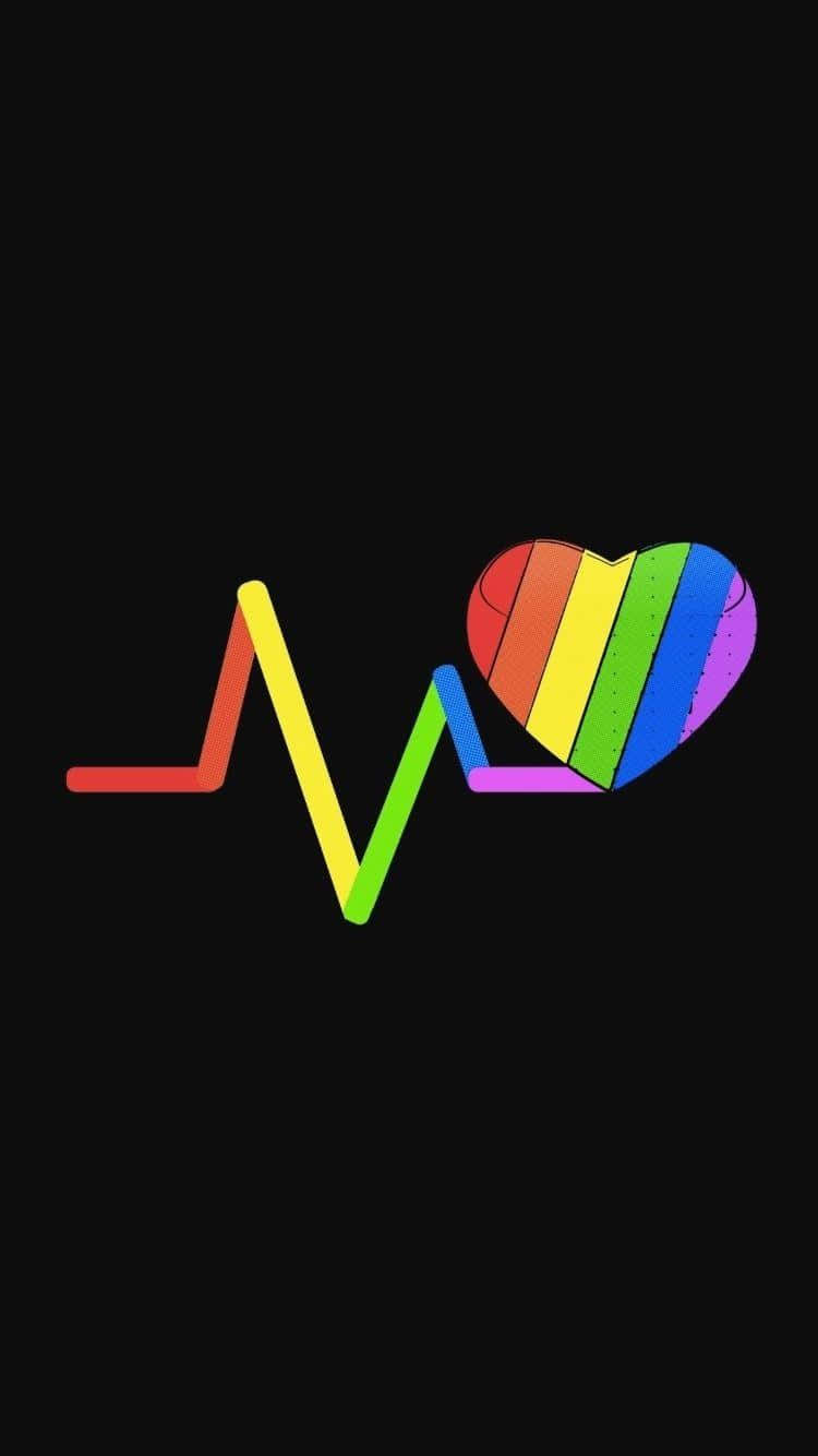 Cute LGBT Heartbeat Digital Art Wallpaper
