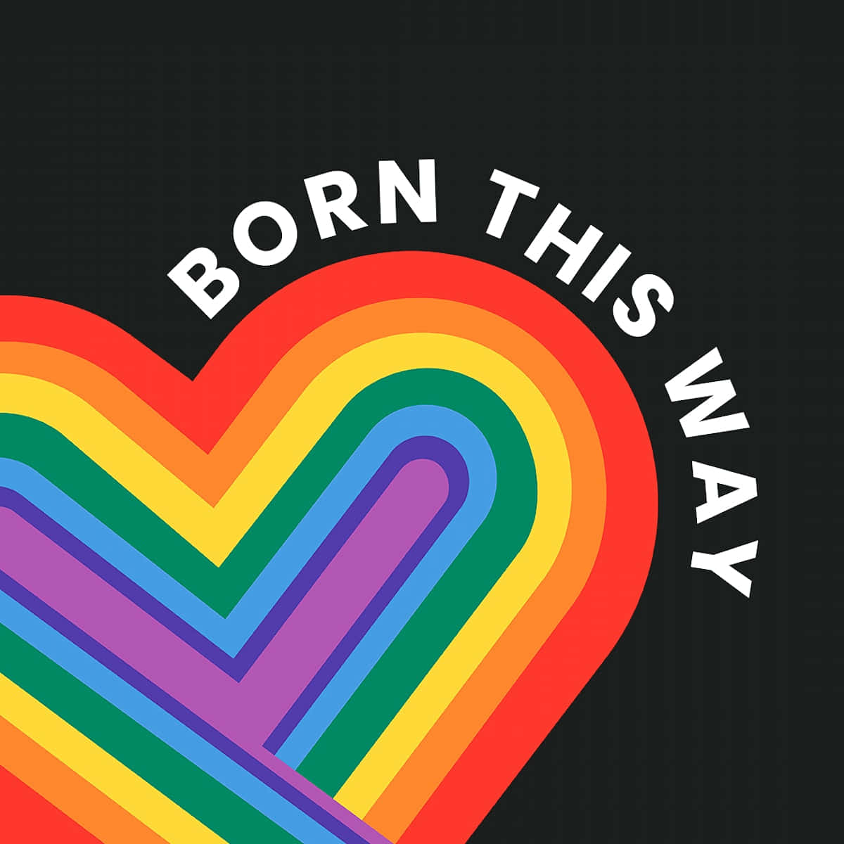 Cute LGBT Rainbow Heart Born This Way Illustration Wallpaper